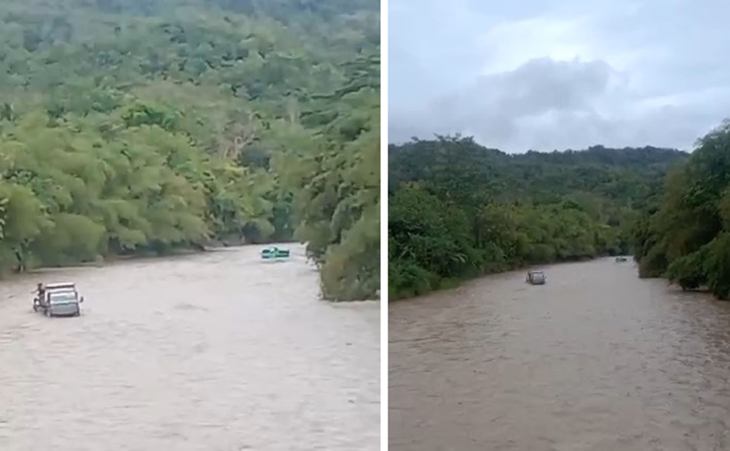 Sungai Cipedak Mendadak Meluap, 2 Truk Pengangkut Pasir Terjebak