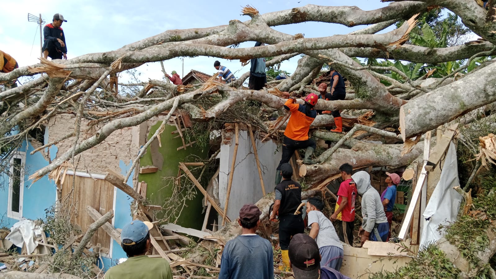 Akibat Rumah Tertimpa Pohon Tumbang, 4 Warga Desa Puncak Kuningan Dirawat di Rumah Sakit