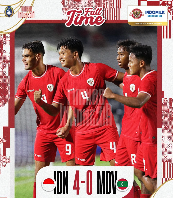 Pesta Gol Lawan Maladewa, ini Posisi Indonesia di Klasemen Grup F Piala Asia U-20