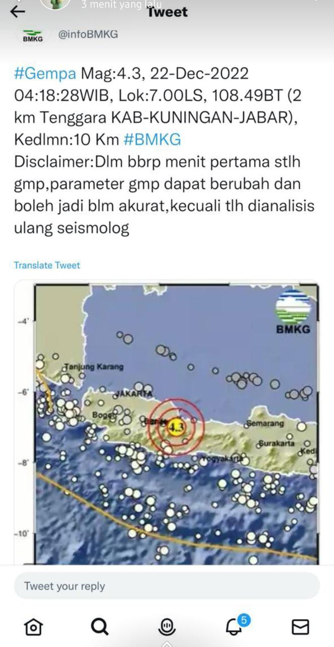 Gempa 4 Detik Guncang Kuningan