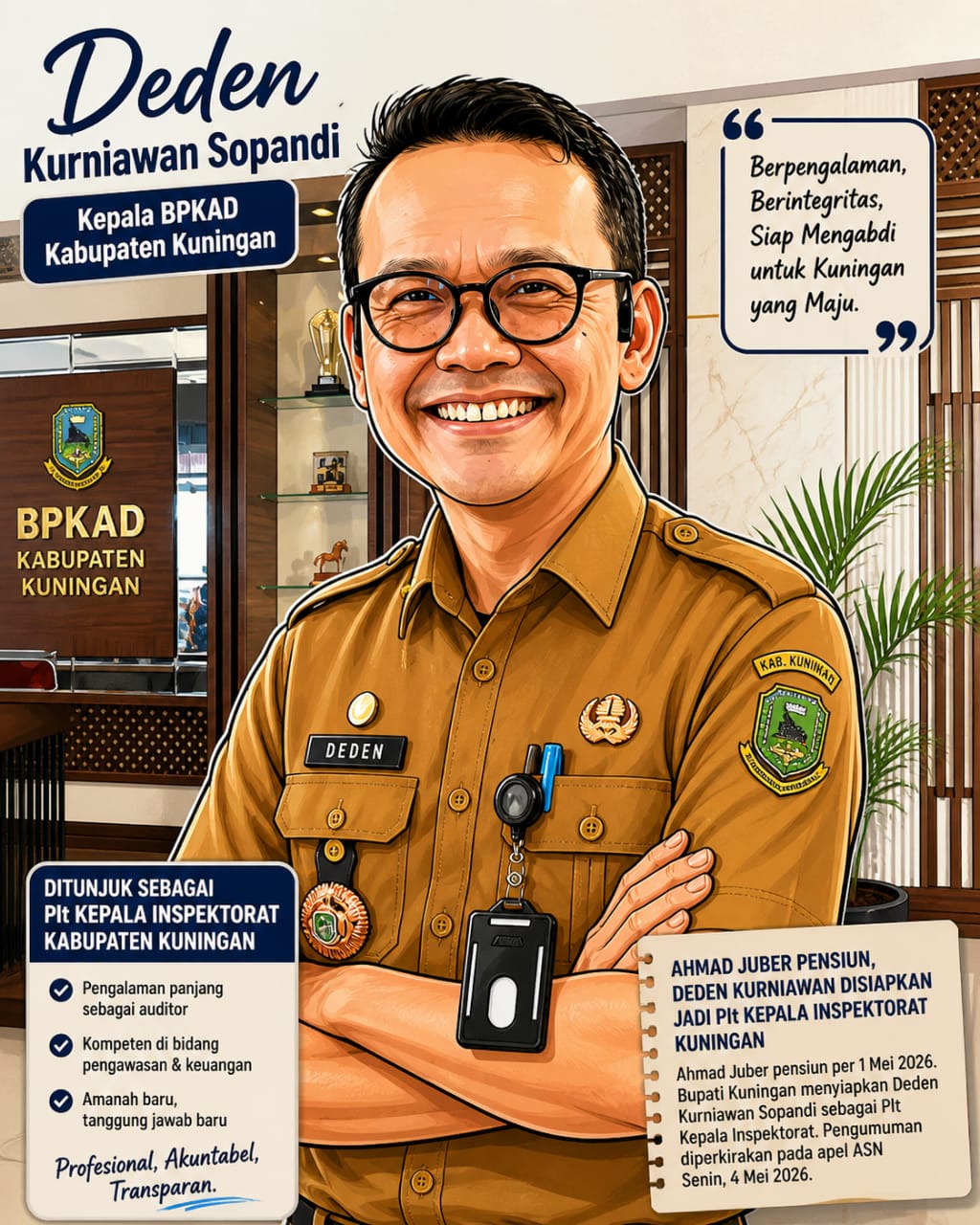 Ahmad Juber Pensiun, Deden Kurniawan Disiapkan Jadi Plt Kepala Inspektorat Kuningan