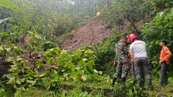 Diguyur Hujan Deras, Tebing Jalan Usaha Tani di Desa Singkup Ambrol Diterjang Longsor