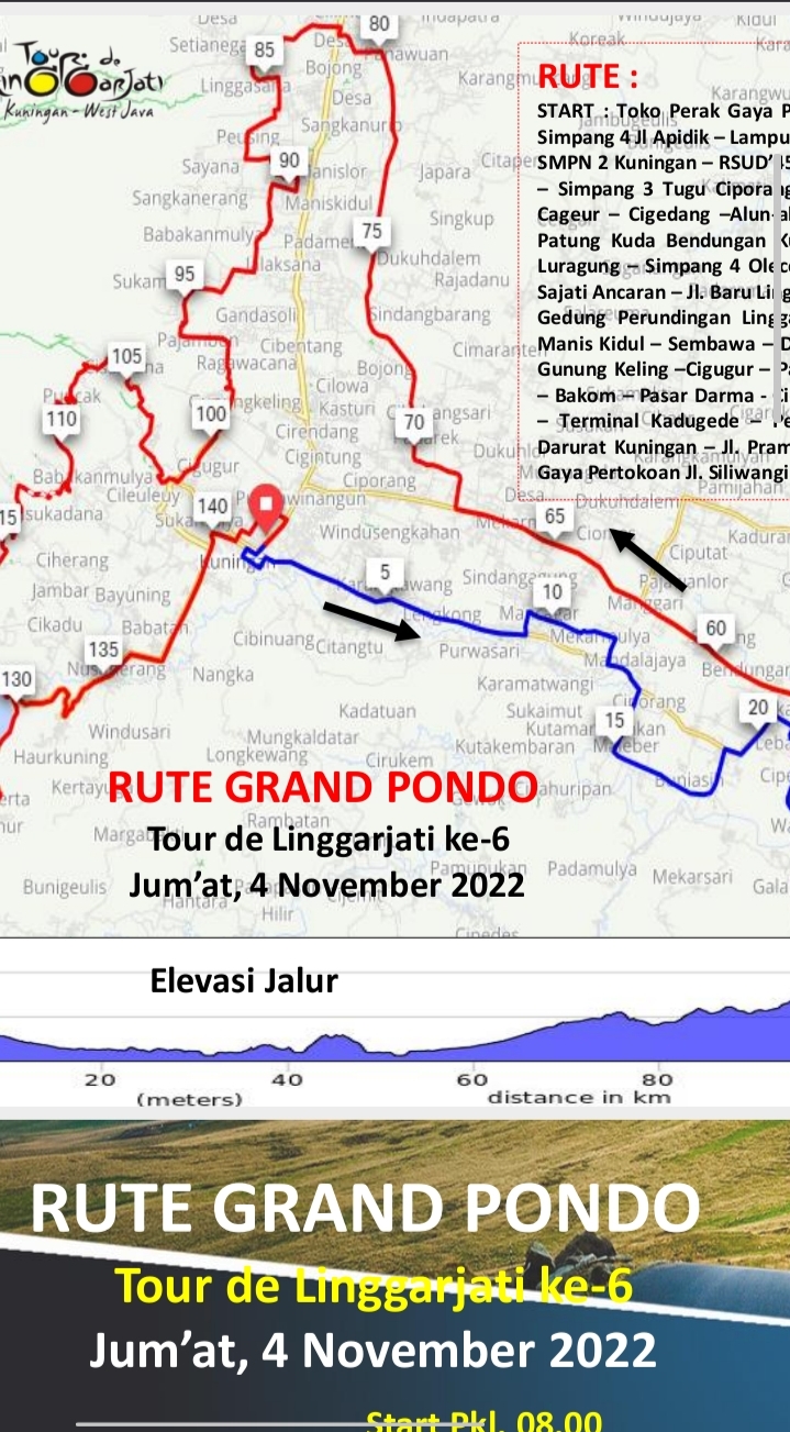 Grand Pondo Tour de Linggarjati Tempuh 143,3 Km. Ini Rutenya