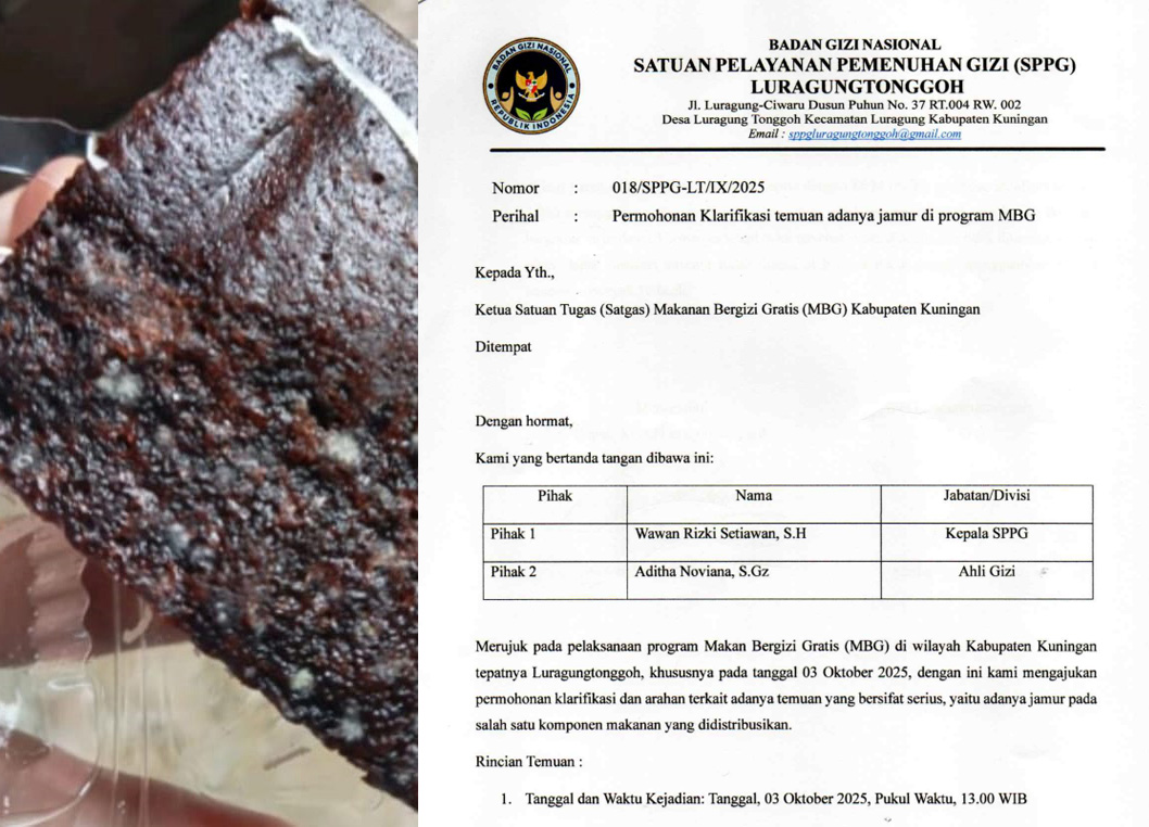 Menu MBG Ditemukan Berjamur, SPPG Luragungtonggoh Berikan Surat Klarifikasi