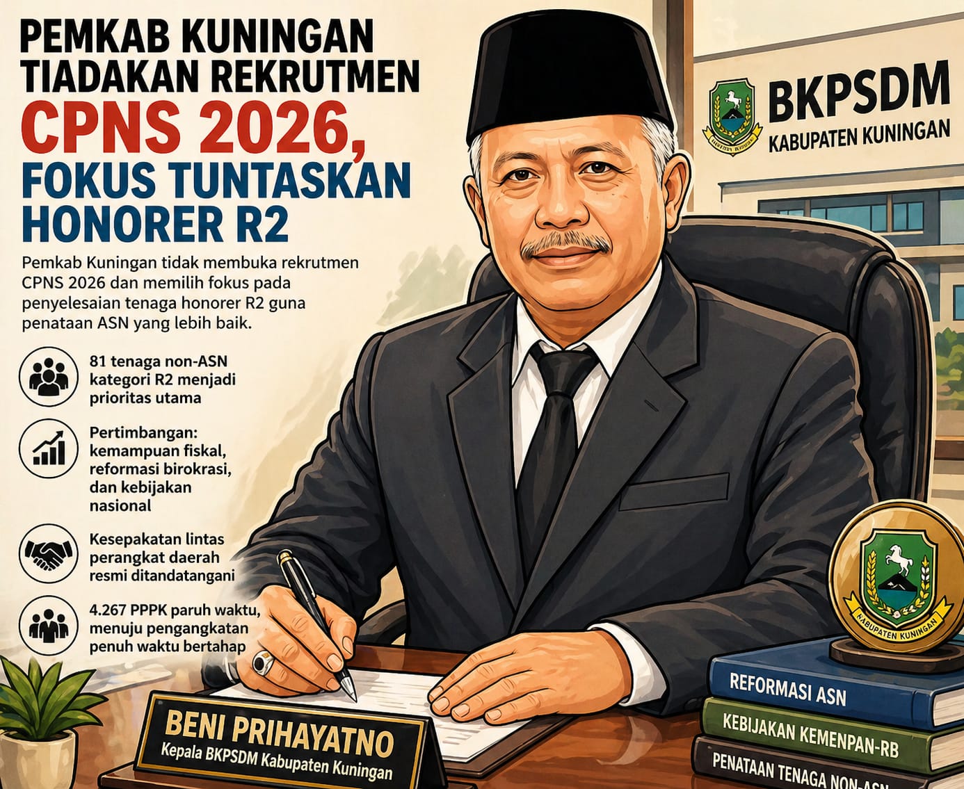 Pemkab Kuningan Tiadakan Rekrutmen CPNS 2026, Fokus Tuntaskan Honorer R2