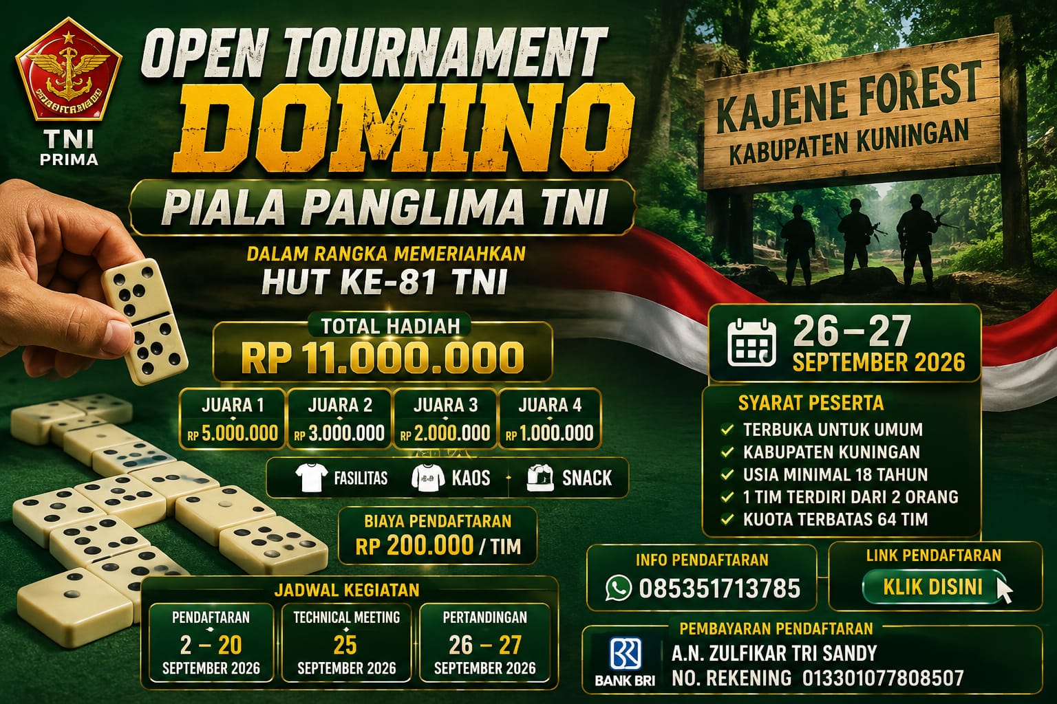 Turnamen Domino Kuningan Berhadiah Rp11 Juta, Cek Jadwalnya
