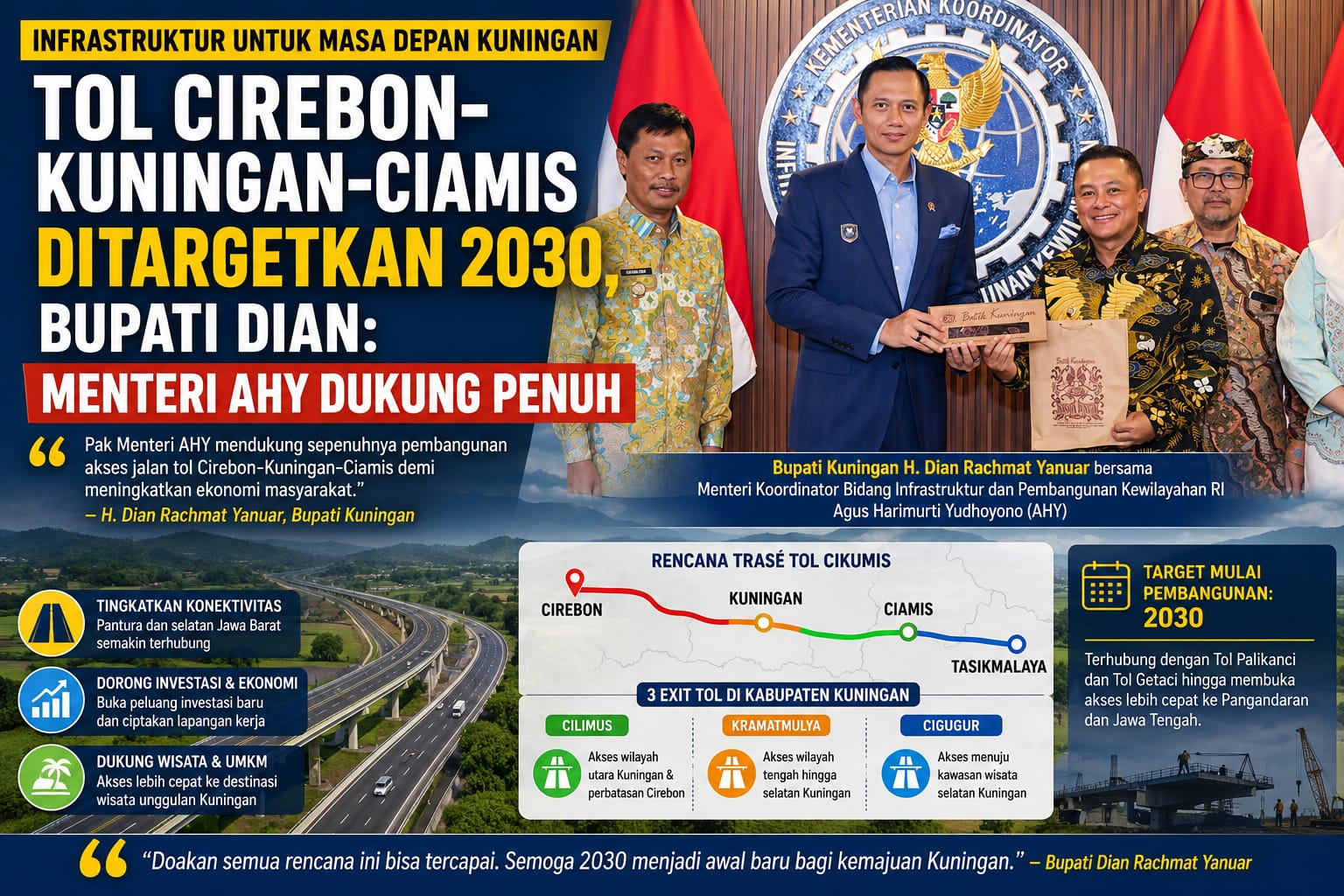 Bupati Dian Ungkap Sinyal AHY, Tol Cikumis Masuk Target 2030