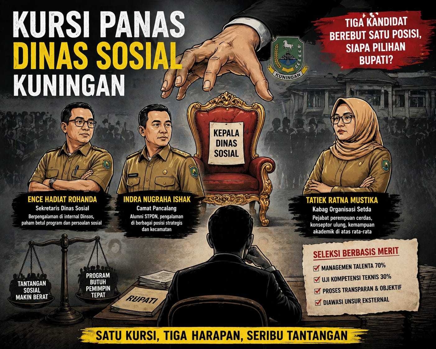 Tiga Kandidat Berebut Kursi Kepala Dinas Sosial Kuningan