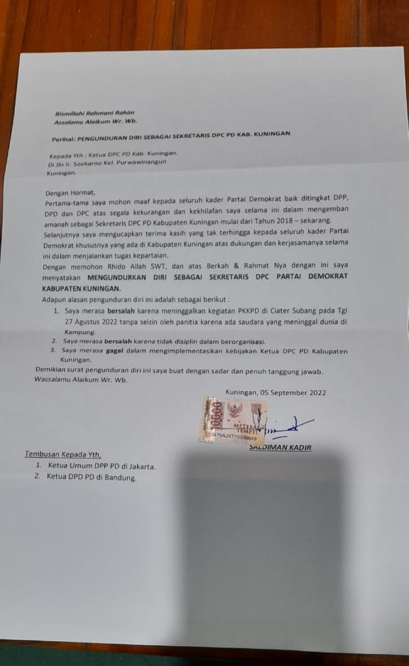 Merasa Bersalah, Saldiman Kadir Mundur dari Kursi Sekretaris DPC Demokrat