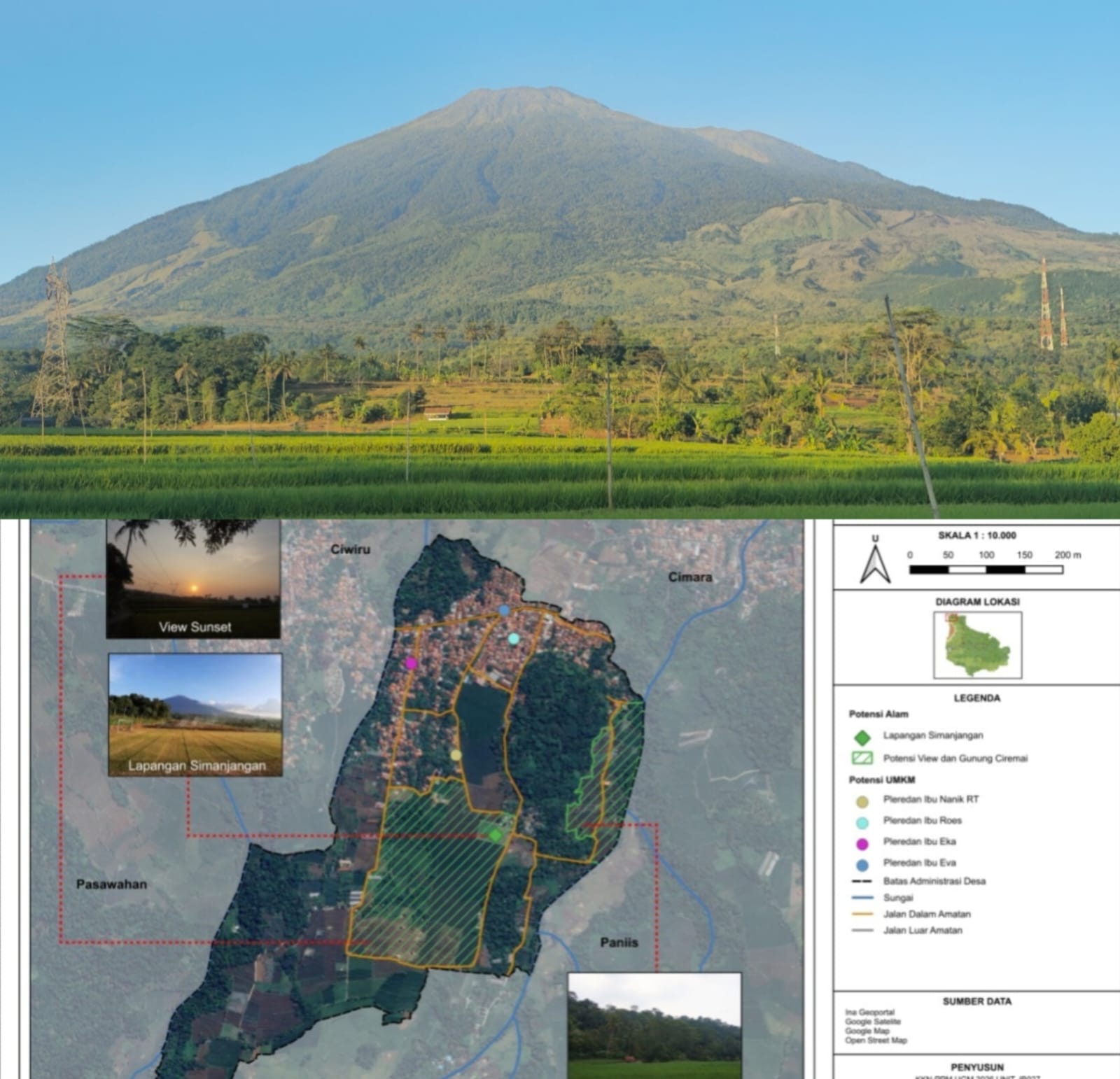Sawah Hijau, Gunung Ciremai dan Sunset Memikat, Ini Pesona Desa Cidahu Pasawahan