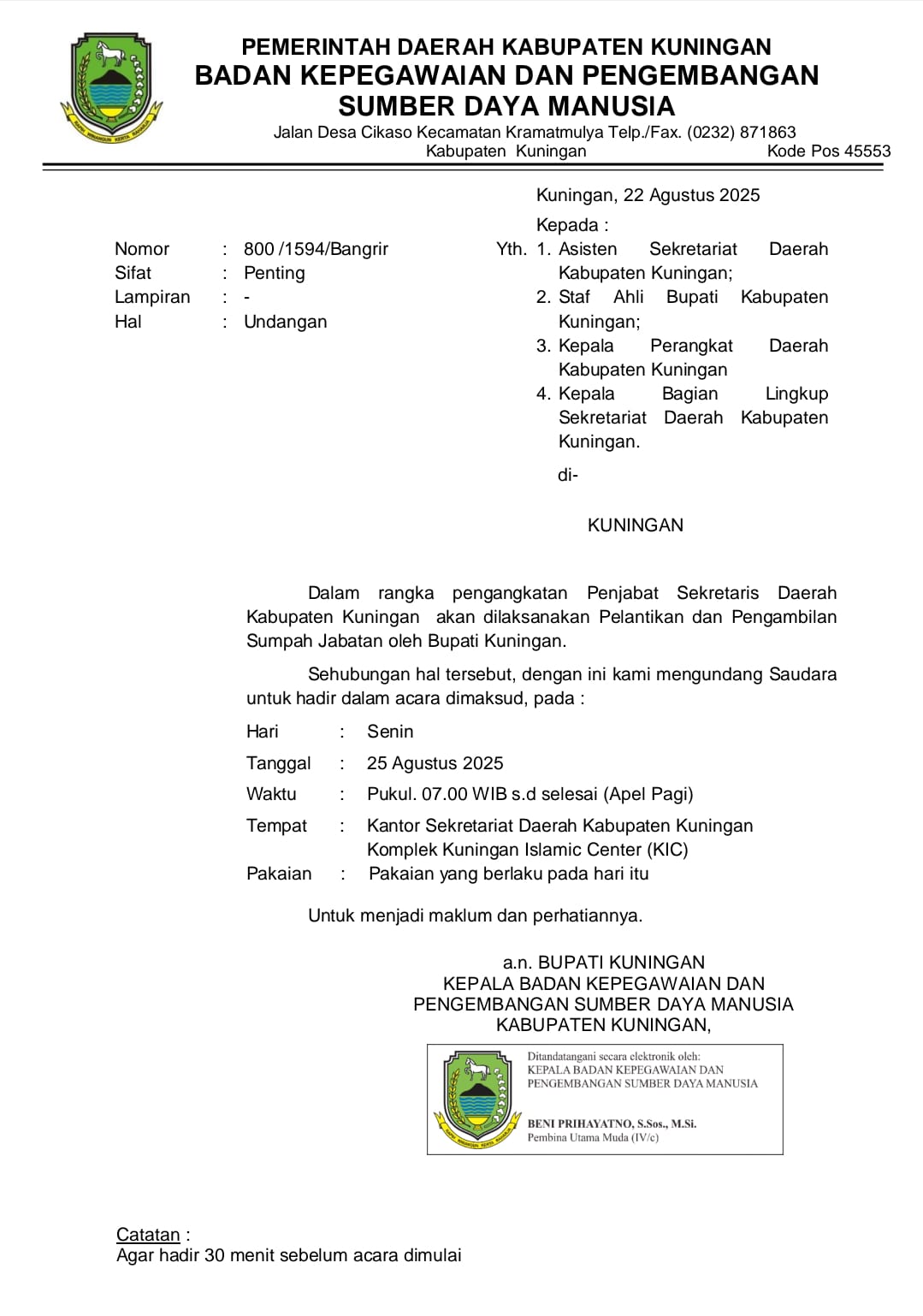 Karier Wahyu Hidayah Melesat, Dipastikan Jabat Pj Sekda Kuningan