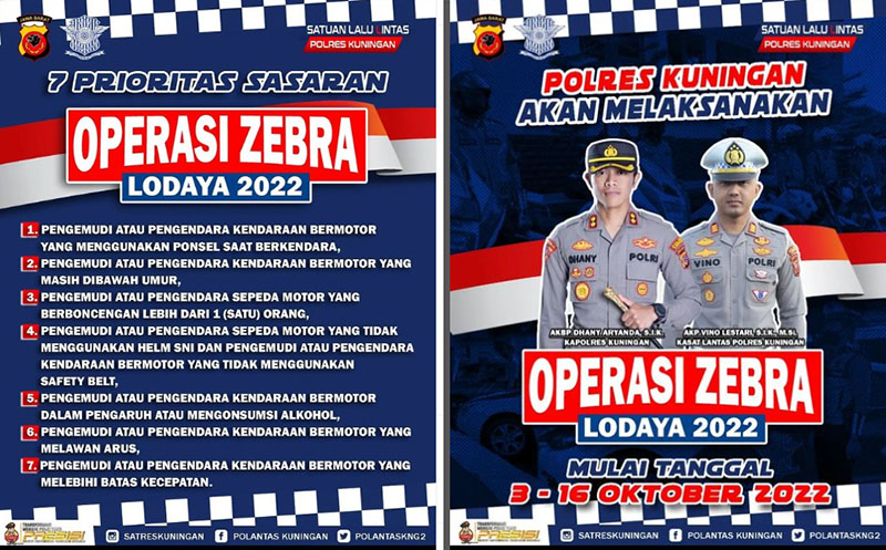 Halo Warga Kuningan, Ini Pelanggaran yang Disasar di Operasi Zebra Lodaya 2022