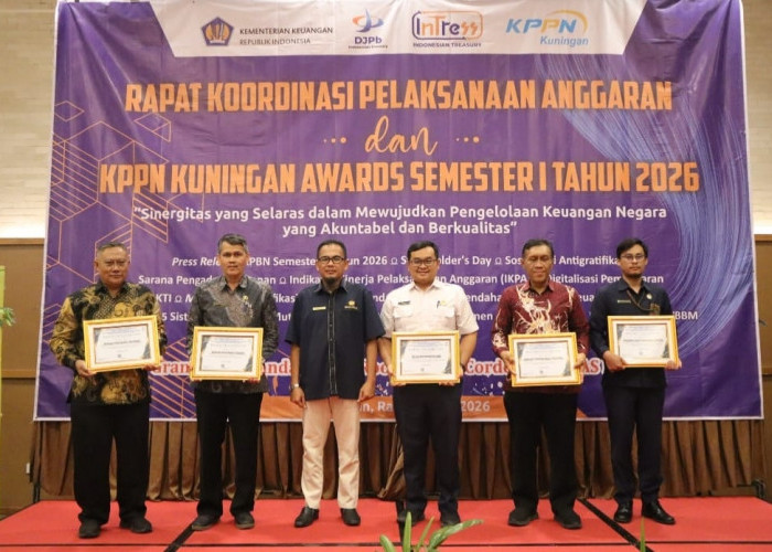 KPPN Kuningan Evaluasi Pelaksanaan APBN Semester I 2026, Kejari Majalengka Raih Juara Umum