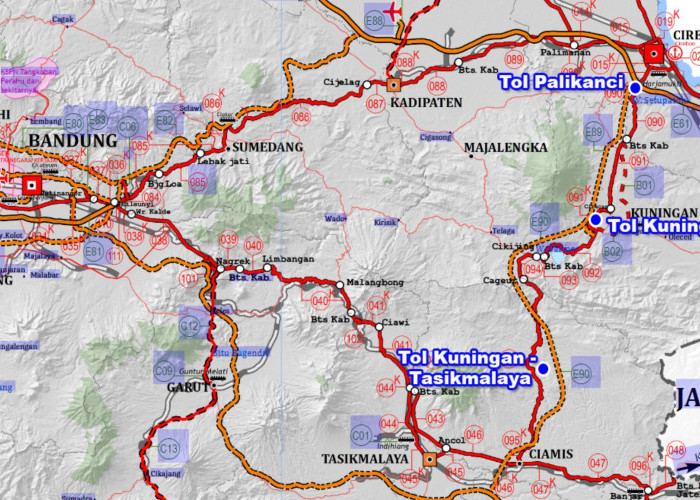Peta Jalan Tol Kuningan Cirebon yang Melintasi Lereng Gunung Ciremai dari Ciperna ke Linggarjati
