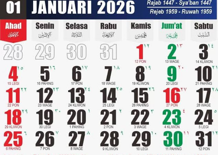 Catat, Bulan Januari 2026 Ada Dua Tanggal Merah, Satu Long Weekend 
