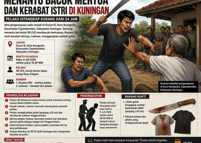 Menantu Bacok Mertua dan Kerabat di Kuningan, Pelaku Ditangkap Kurang dari Sehari
