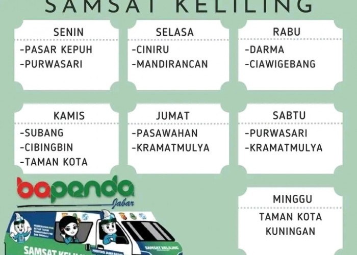 Hari Ini, Pasawahan dan Kramatmulya Jadwal Samsat Keliling